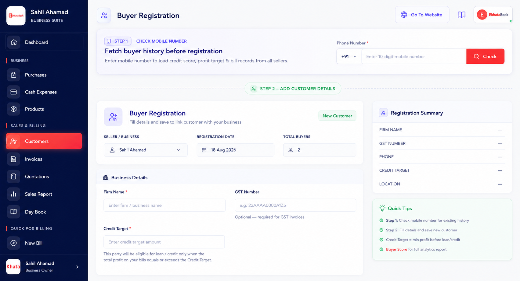 Buyer Registration & Credit Management